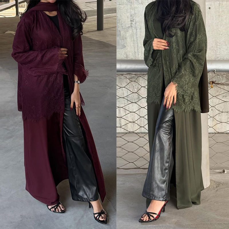 Embroidery Abaya - Cardigan Women Eid Abaya Party Dresses