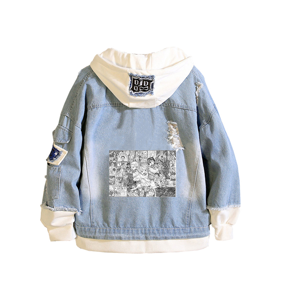 Embroidery Jacket Jeans - The Promised Neverland Anime Jeans Jackets