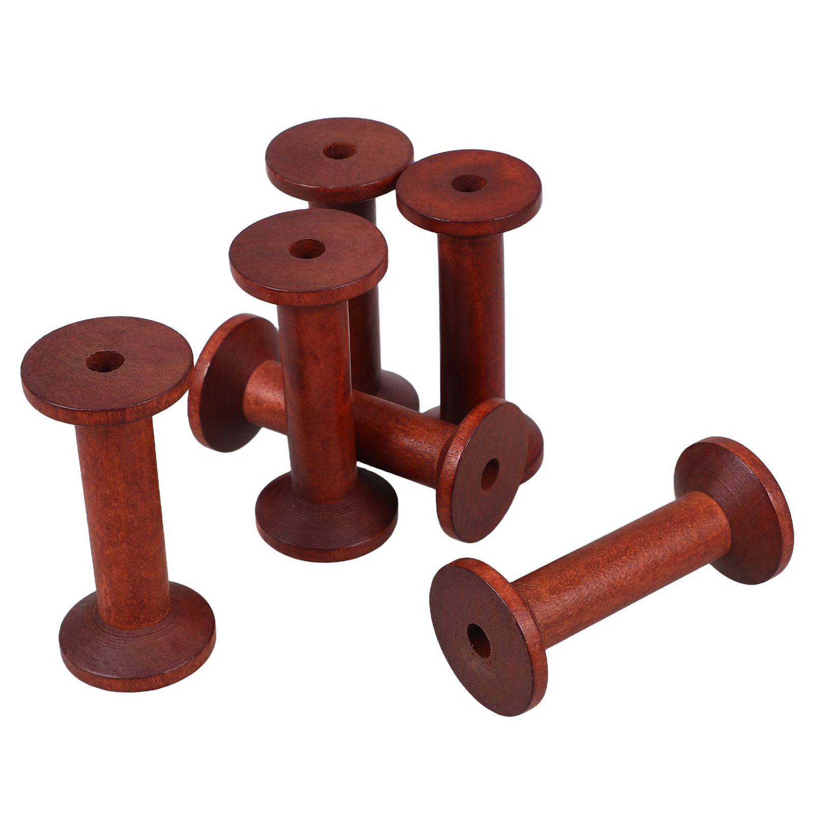 Embroidery Yarn - 6Pcs Smooth Wood Thread Spools Vintage