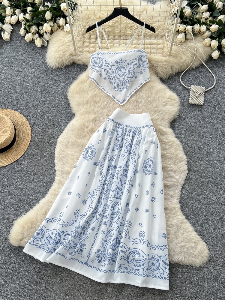 Embroidery White Dress - Summer Floral Embroidery Two-Piece Set Women's