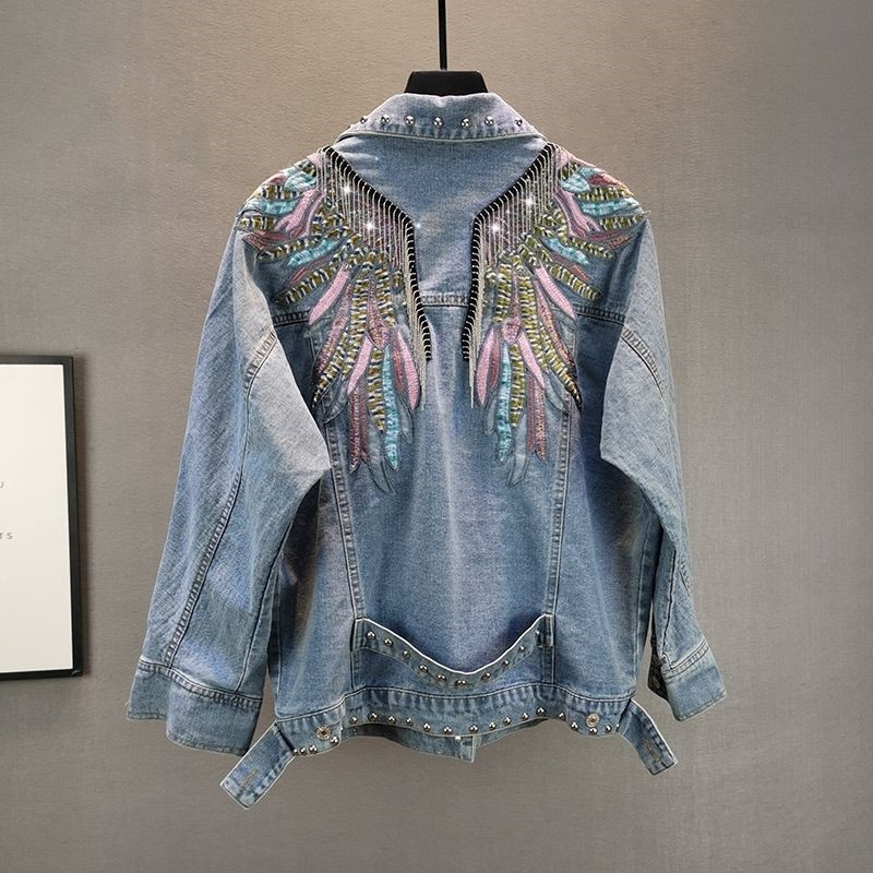 Embroidery Jacket Jeans - 2024 New AutumnFashion Rivet Woman Denim