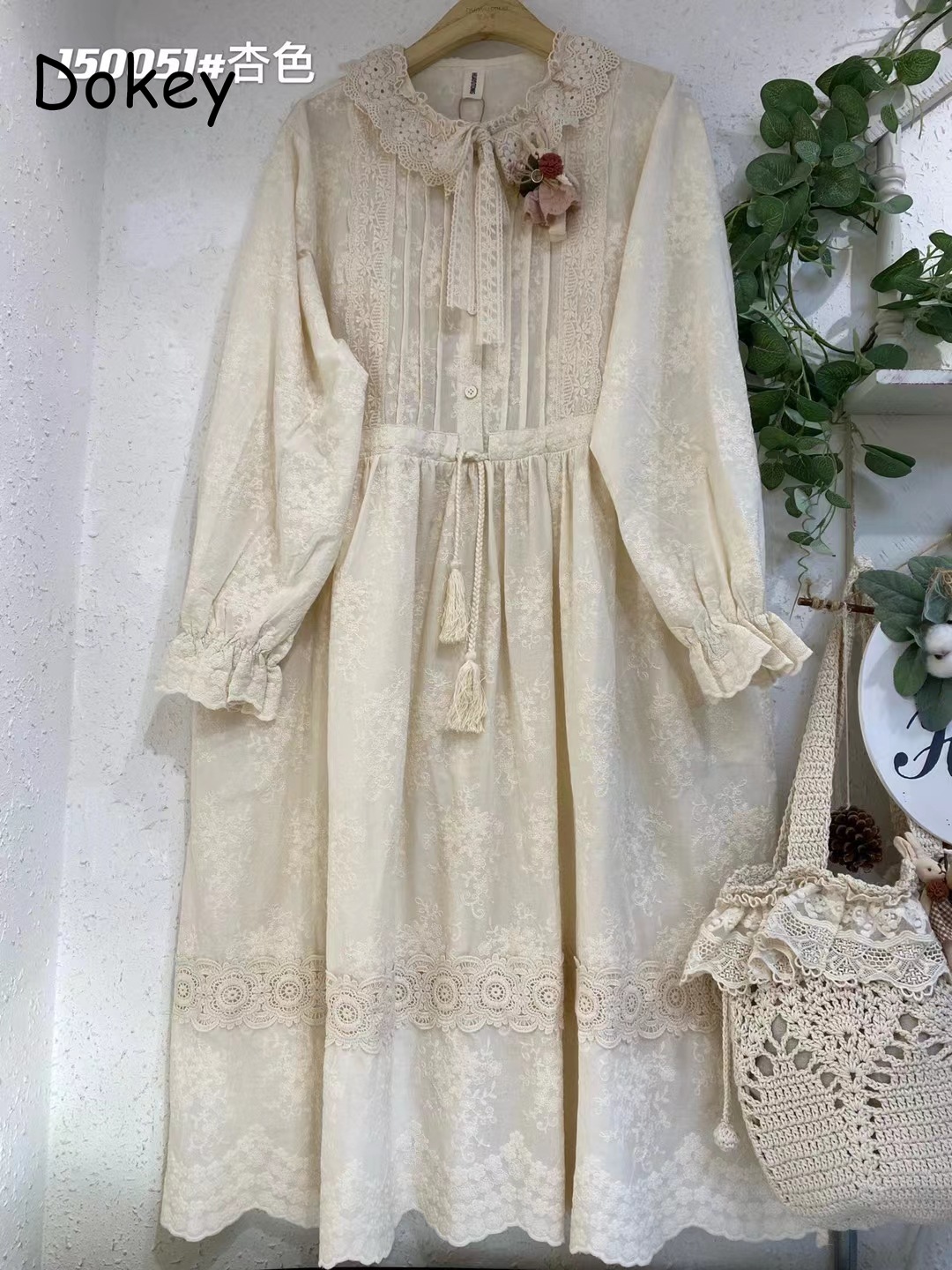 Embroidery H&M - Vintage Embroidery Long Sleeve Cotton Linen