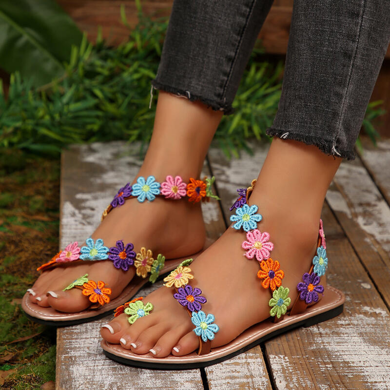 Embroidery Design - Bohemian Embroidery Flower Designer Sandals Women