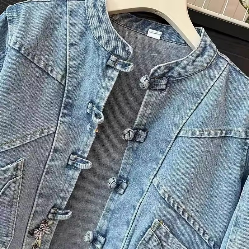 Embroidery Jacket Jeans - 2025 Spring Autumn New Fashion Denim