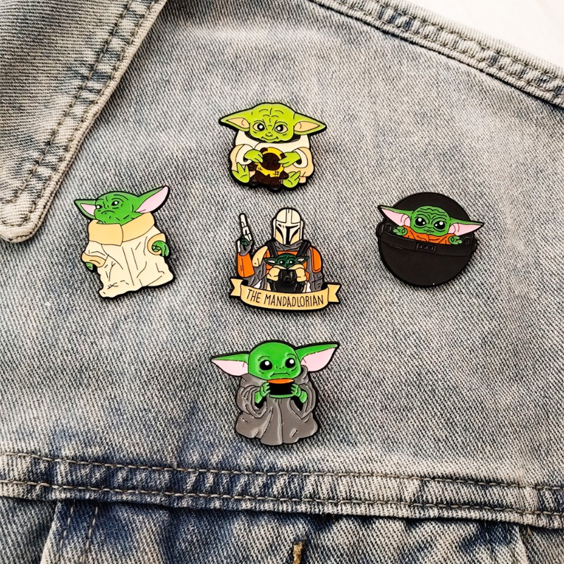 Embroidery Wallpaper - 5pcs Cute cartoon Yoda badge sci-fi