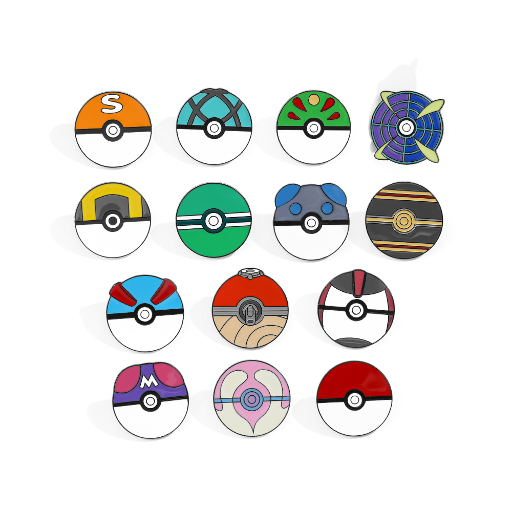 Embroidery Wallpaper - 14 Pcs Cartoon Brooch Minimalist Poké