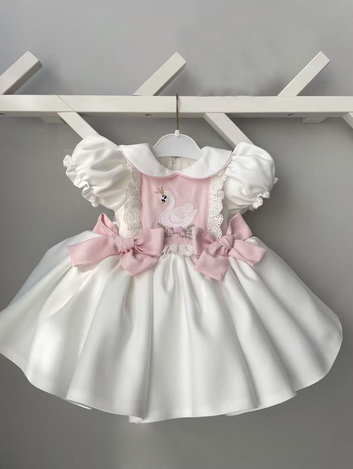 Embroidery White Dress - 0-12Y Baby Girl Summer White Swan