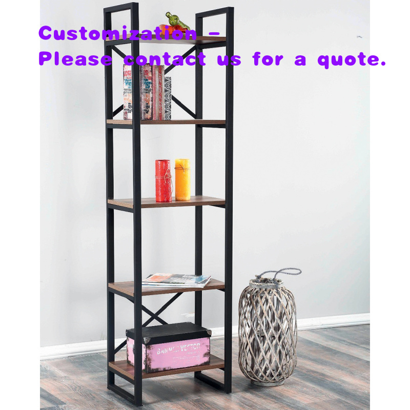 Frame Display Wood - custom.Modern Industrial Metal Frame Wooden Bookshelf