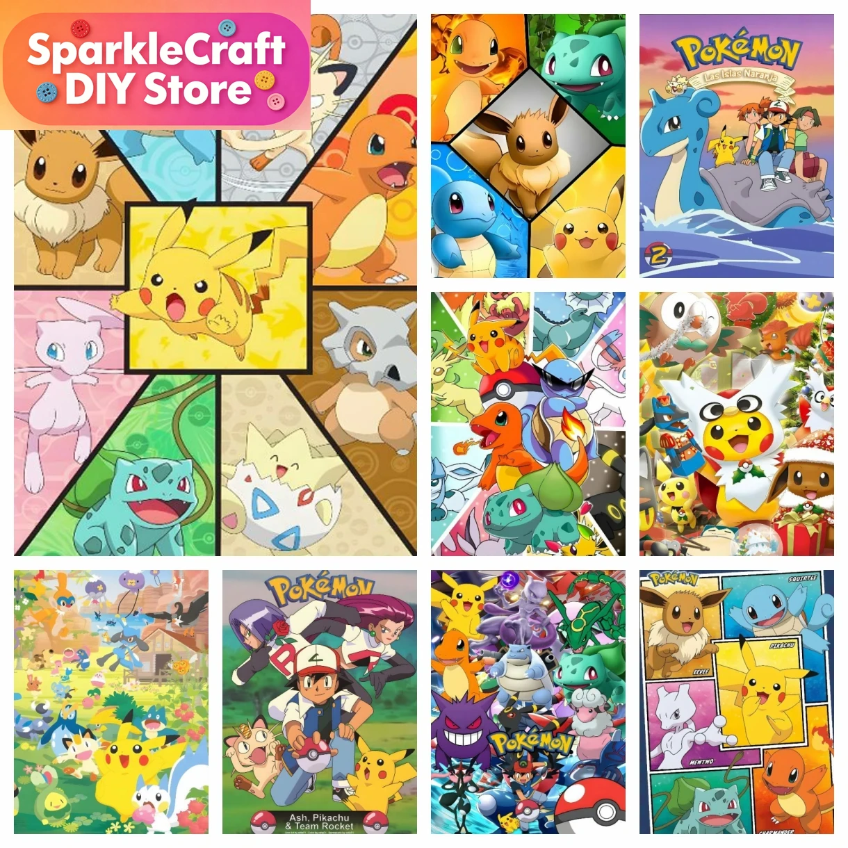 Embroidery H&M - 1pc frameless Cartoon Pokemon Anime Diamond