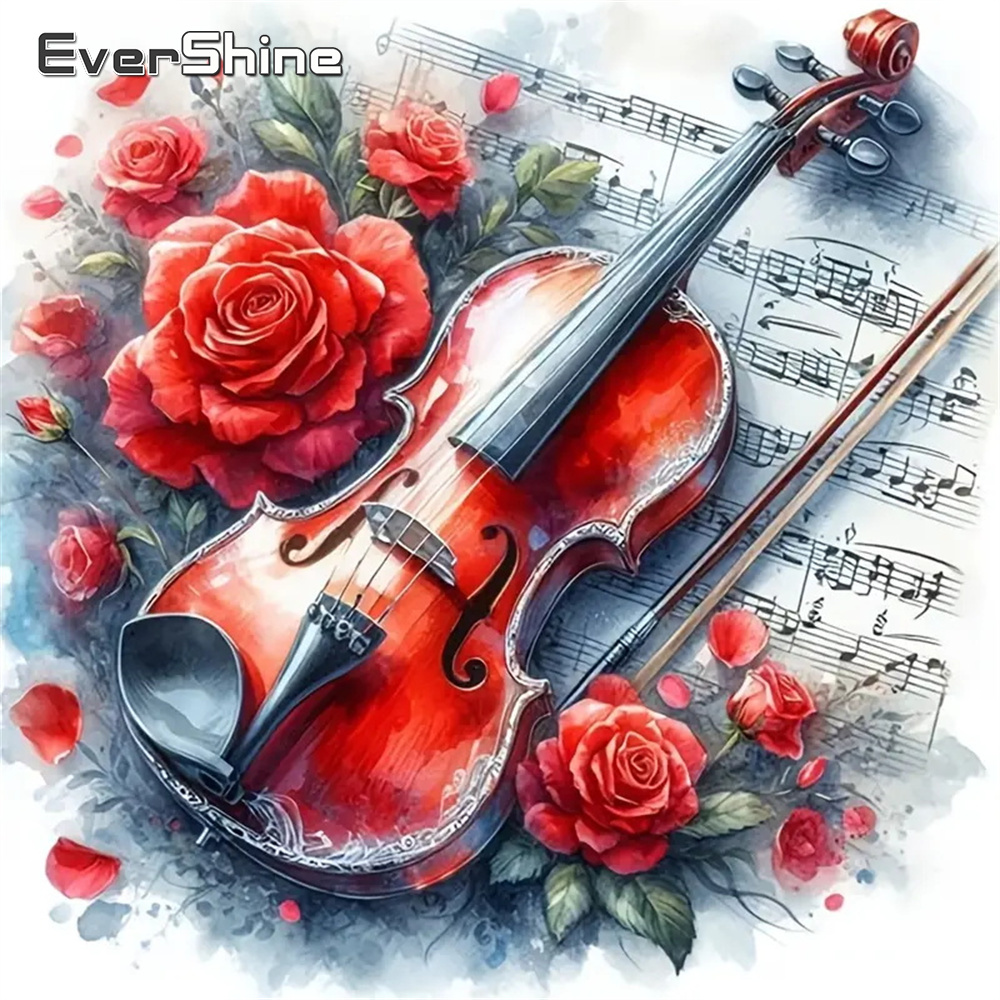 Embroidery Rose Stitch - Evershine DIY Diamond Painting Violin Full