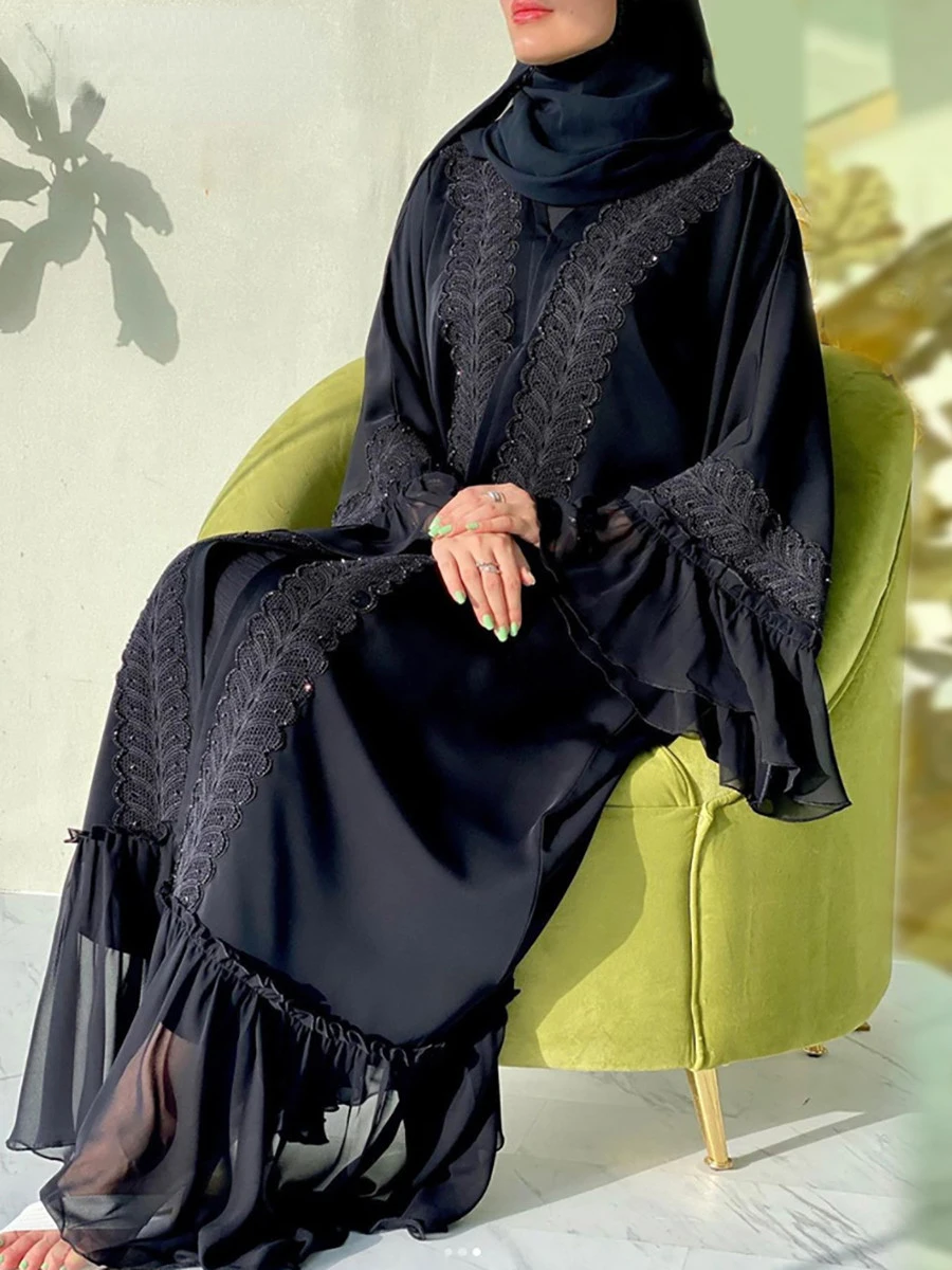 Embroidery Abaya - Eid Muslim Black Abaya for Women