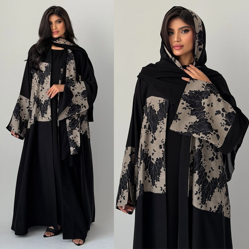 Embroidery Abaya - Women Eid Abaya Hijab 2 Piece