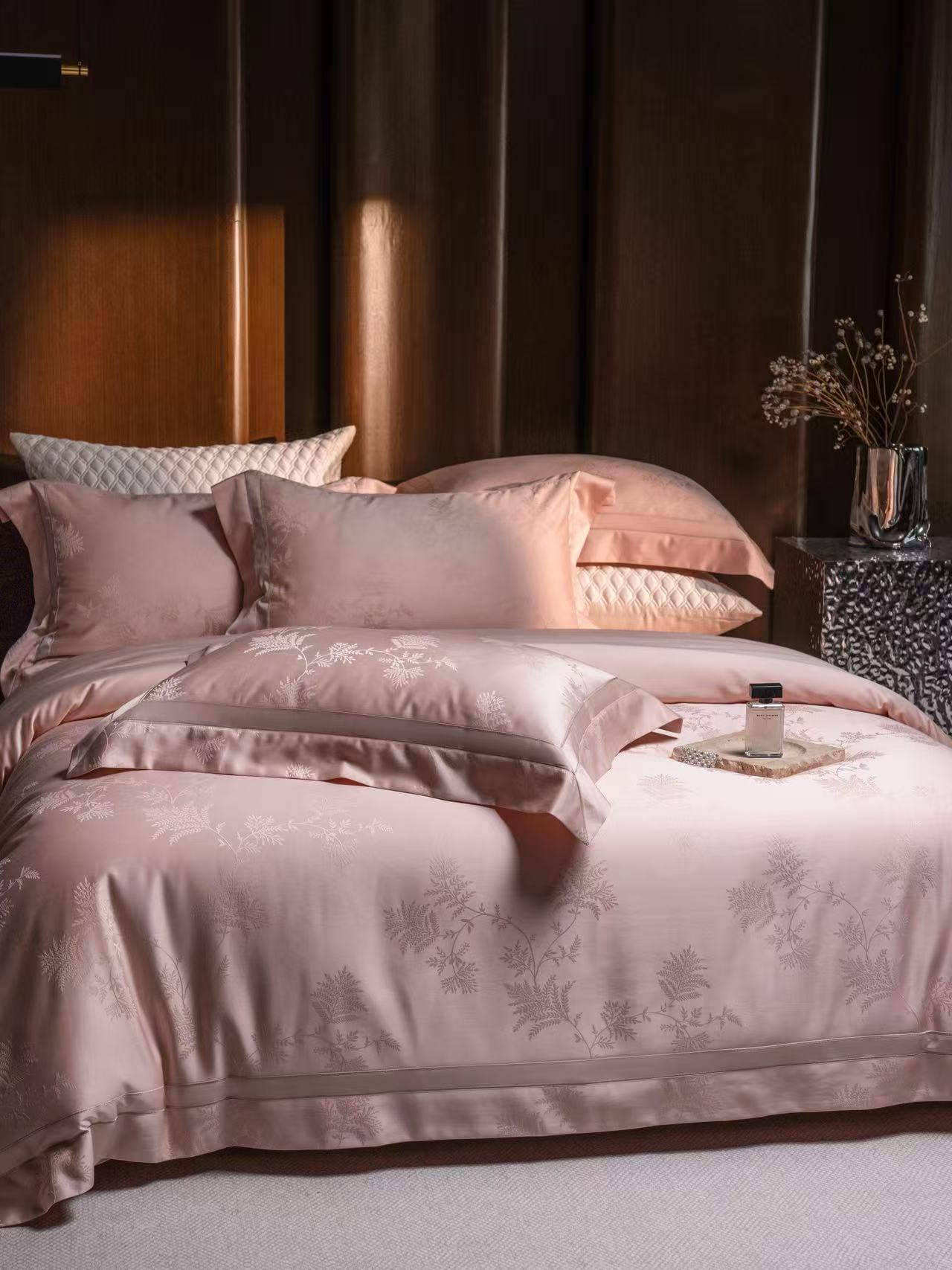 Luxury Pink Floral Jacquard Be - Embroidery Sheet ulasan dan harga