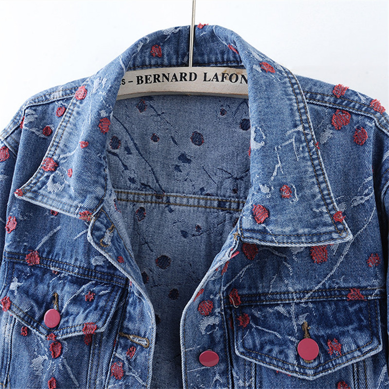 Vintage Embroidery Blue Loose  - Embroidery Jacket Jeans ulasan dan harga