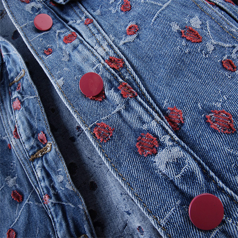 Vintage Embroidery Blue Loose  - Embroidery Jacket Jeans ulasan dan harga