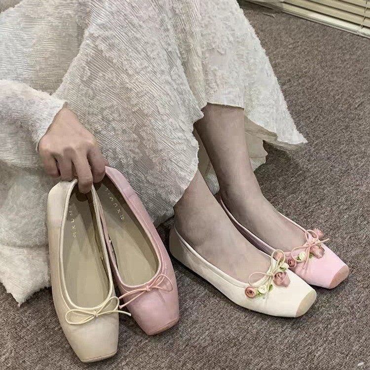 Women Flats Bow Marie Janes Sh - Embroidery Design ulasan dan harga