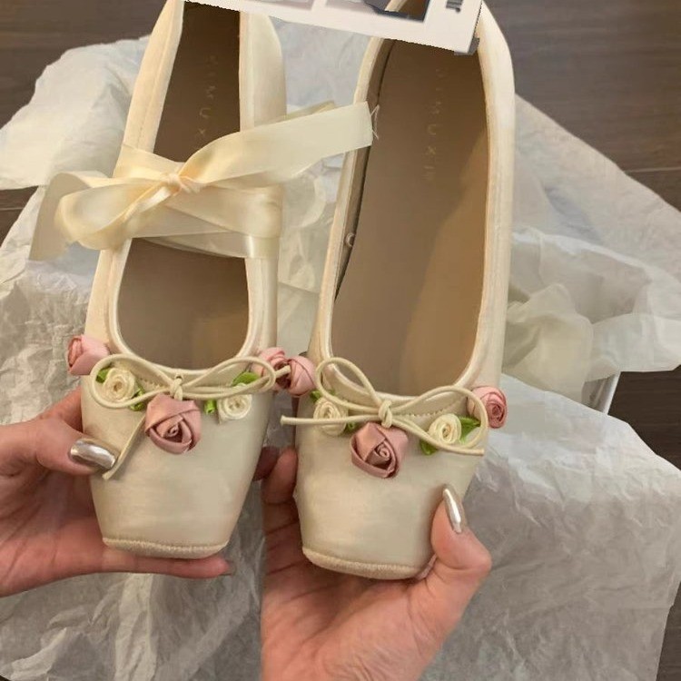 Women Flats Bow Marie Janes Sh - Embroidery Design ulasan dan harga