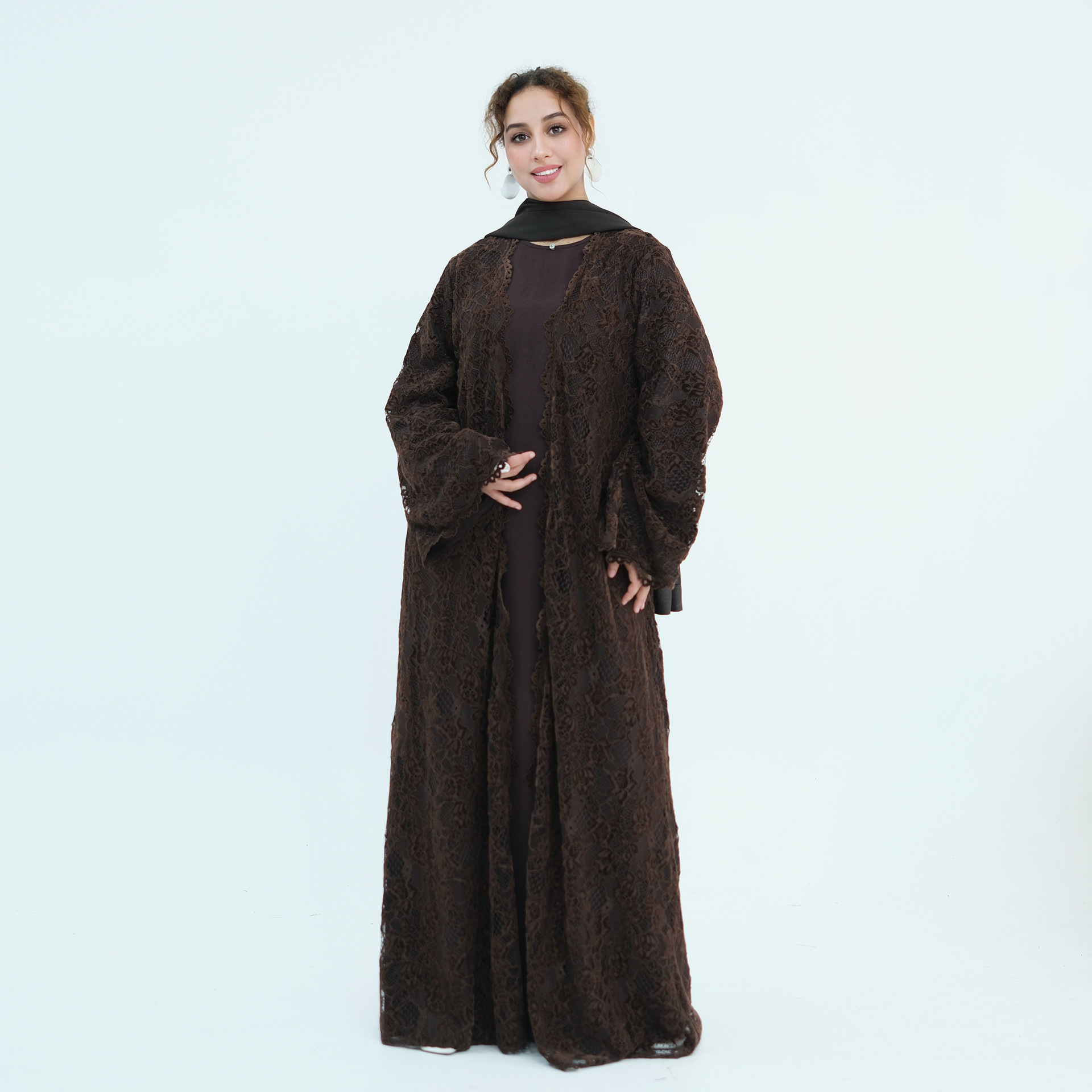 Abaya Lace Dress Women Eid Mus - Embroidery Abaya ulasan dan harga