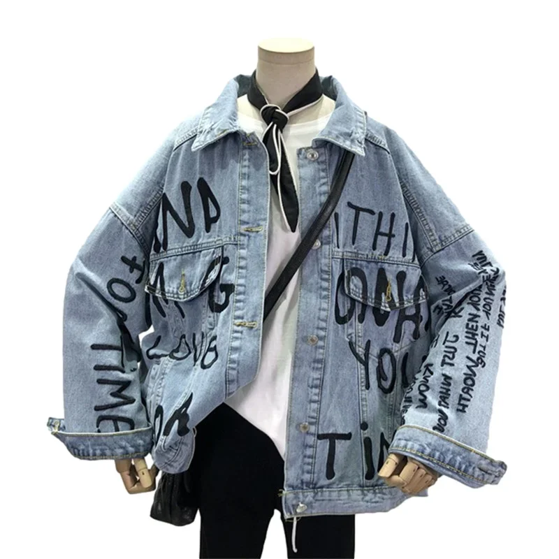 Autumn Korean Letter Embroider - Embroidery Jacket Jeans ulasan dan harga