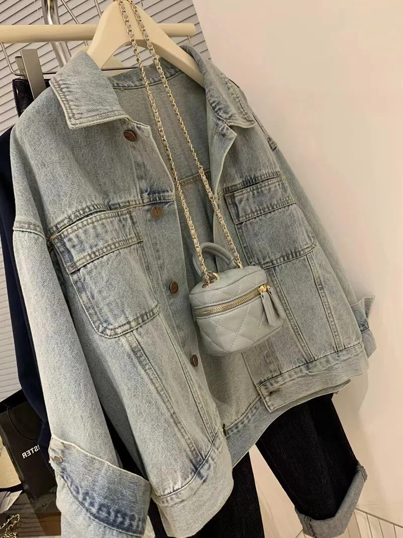 Denim Coat Women Y2k Spring Au - Embroidery Jacket Jeans ulasan dan harga