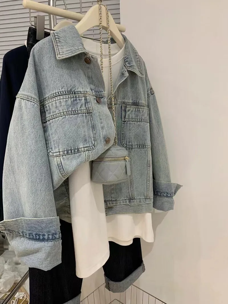 Denim Coat Women Y2k Spring Au - Embroidery Jacket Jeans ulasan dan harga