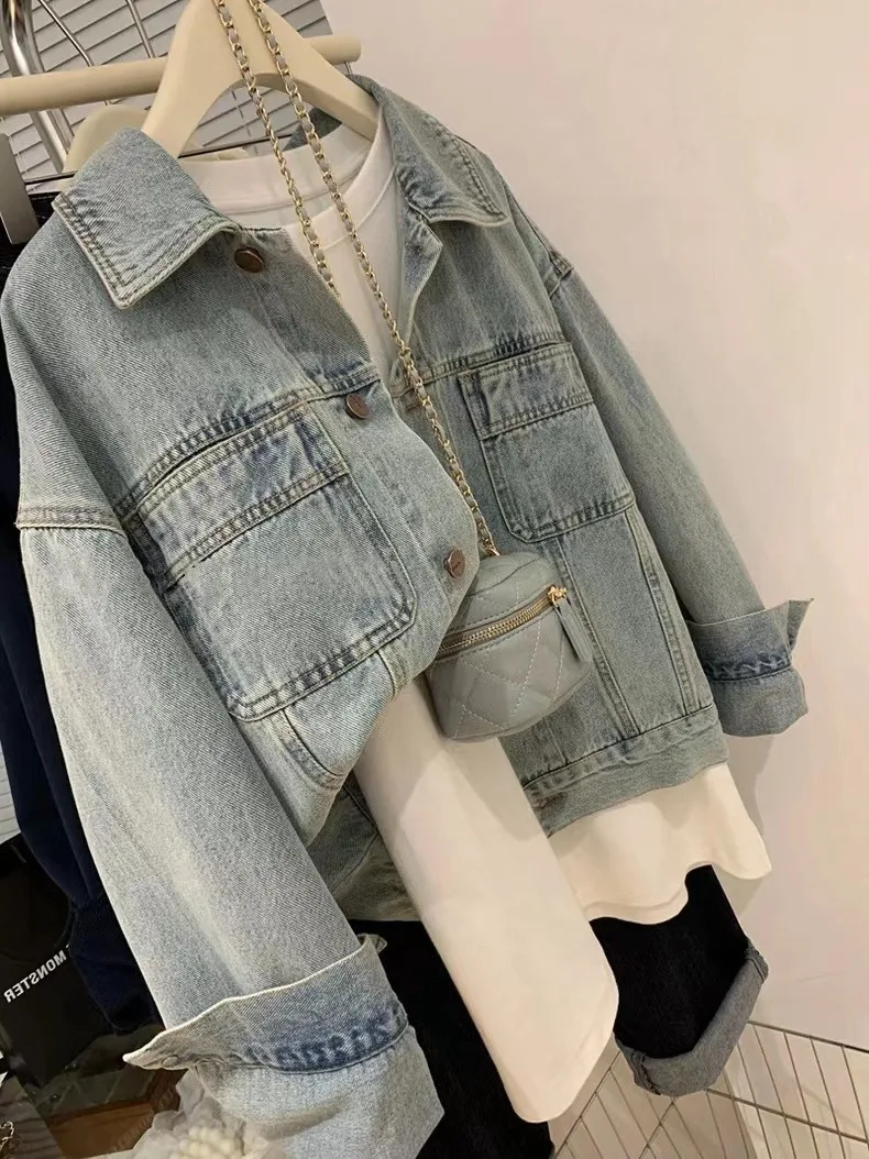 Denim Coat Women Y2k Spring Au - Embroidery Jacket Jeans ulasan dan harga