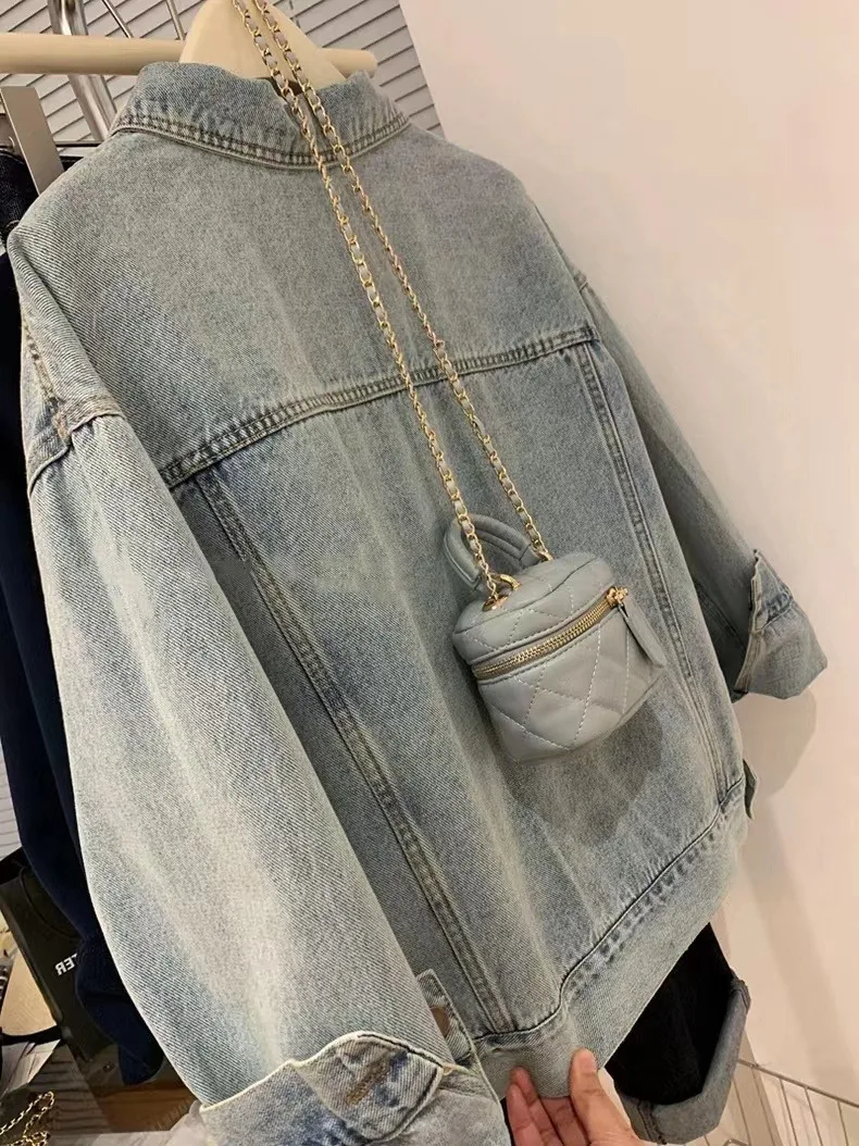 Denim Coat Women Y2k Spring Au - Embroidery Jacket Jeans ulasan dan harga