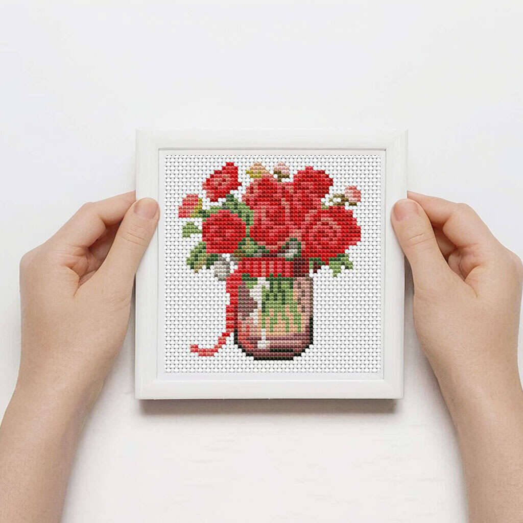 12Pcs Rose Cross Stitch 11Ct P - Embroidery Rose Stitch ulasan dan harga