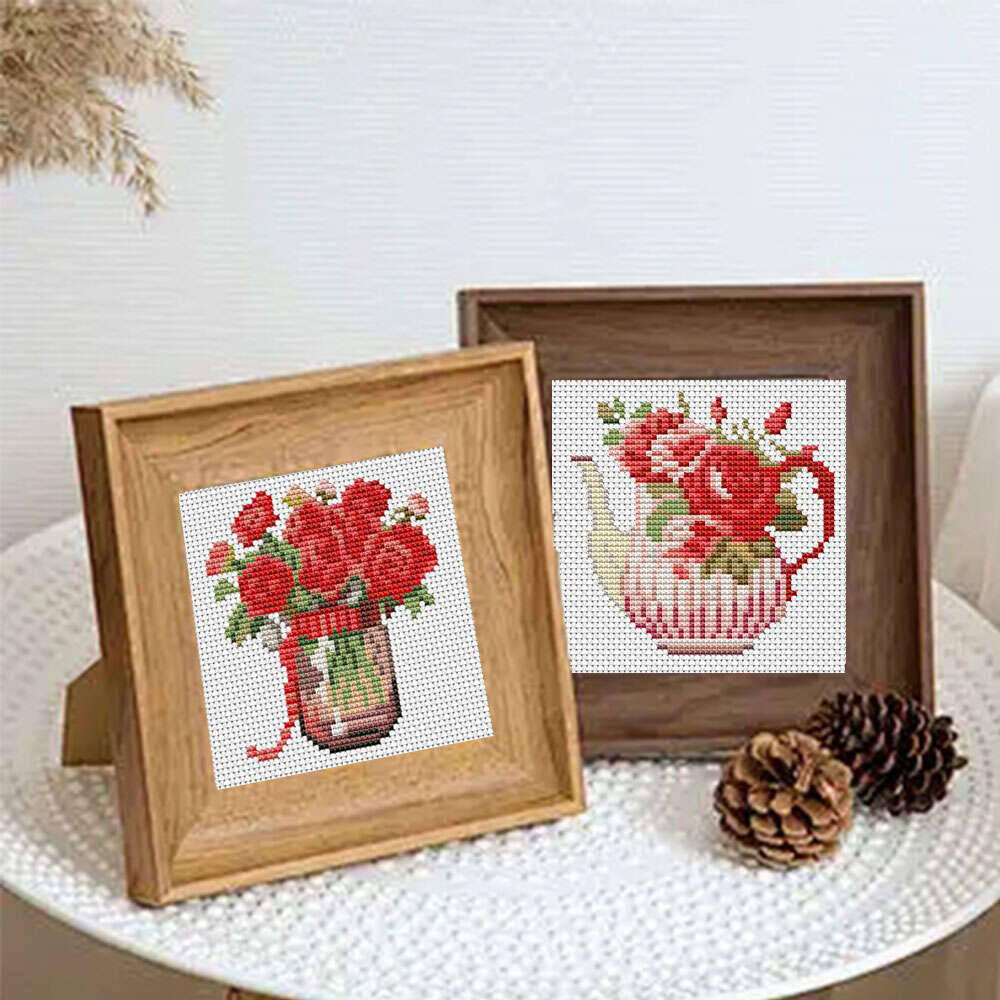 12Pcs Rose Cross Stitch 11Ct P - Embroidery Rose Stitch ulasan dan harga