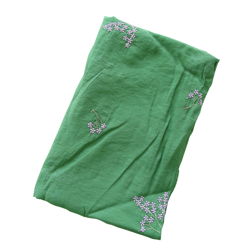Summer dark green silk embroid - Embroidery Canvas ulasan dan harga
