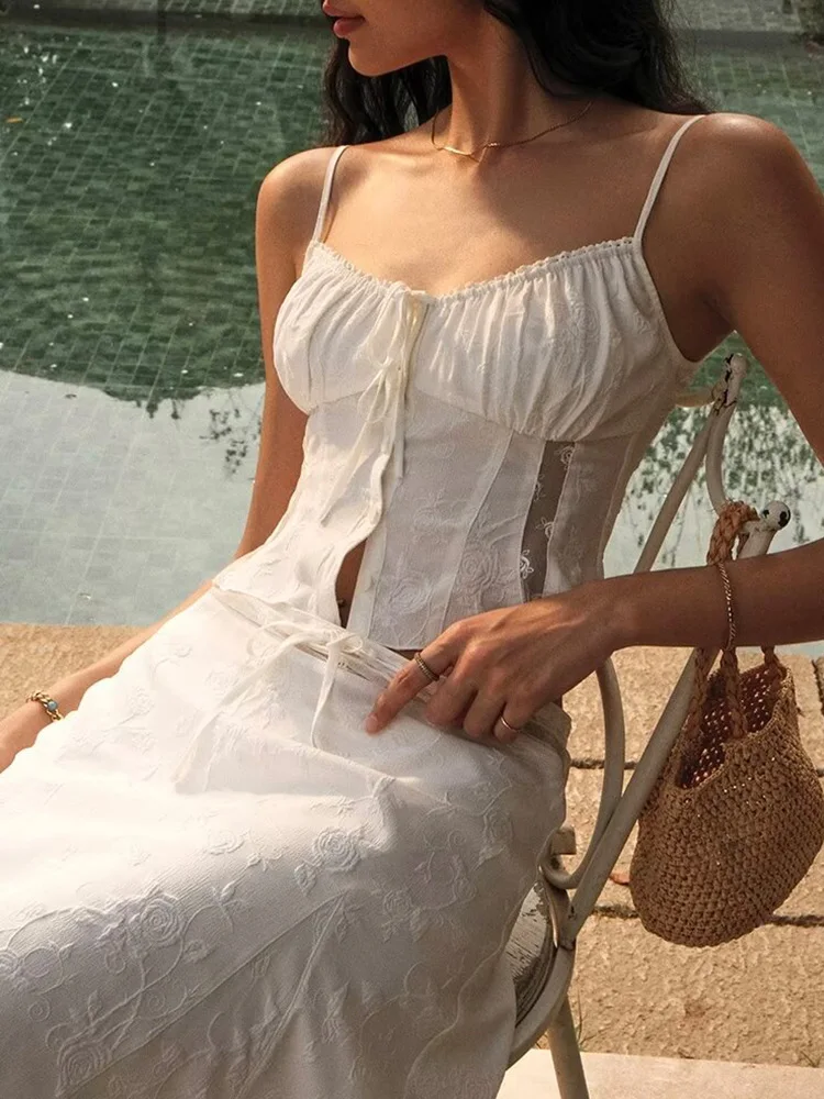 Chicheca Summer White Dress Se - Embroidery White Dress ulasan dan harga
