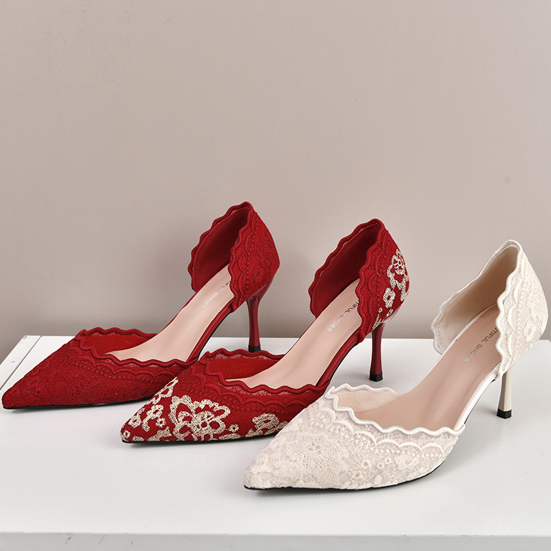 Luxury Red White Lace Embroide - Embroidery White Dress ulasan dan harga
