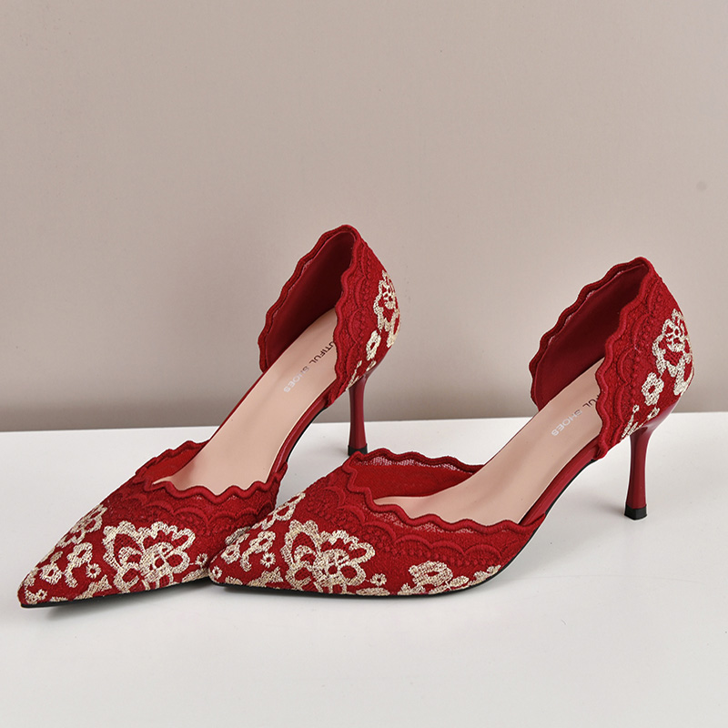 Luxury Red White Lace Embroide - Embroidery White Dress ulasan dan harga