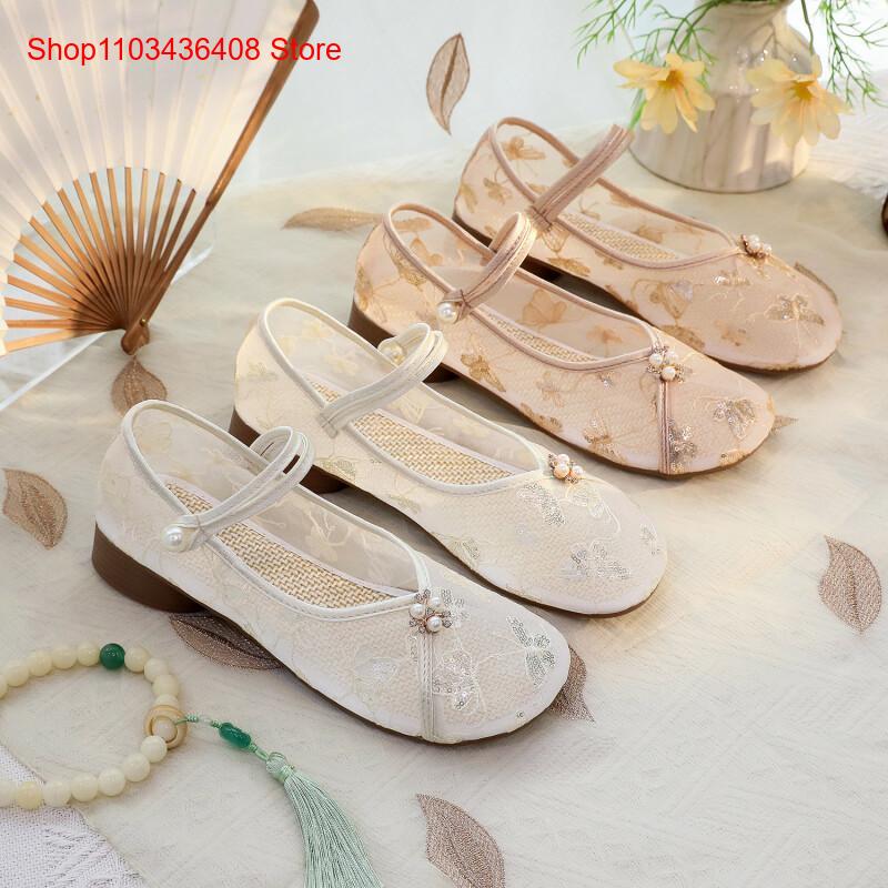 New Mesh Low Heels with Cheong - Embroidery Canvas ulasan dan harga