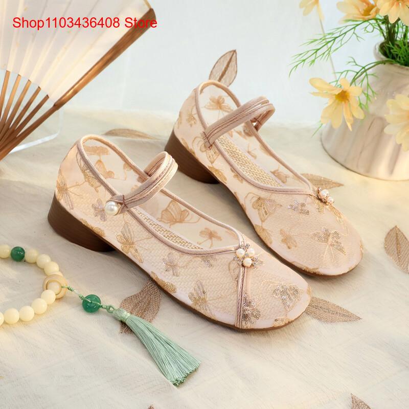New Mesh Low Heels with Cheong - Embroidery Canvas ulasan dan harga
