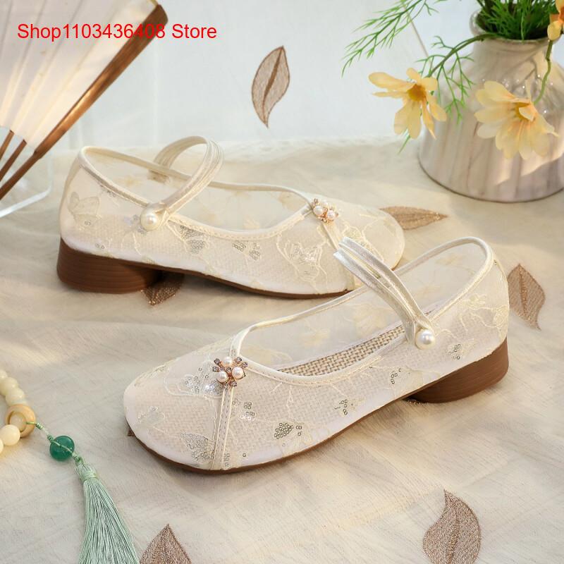 New Mesh Low Heels with Cheong - Embroidery Canvas ulasan dan harga