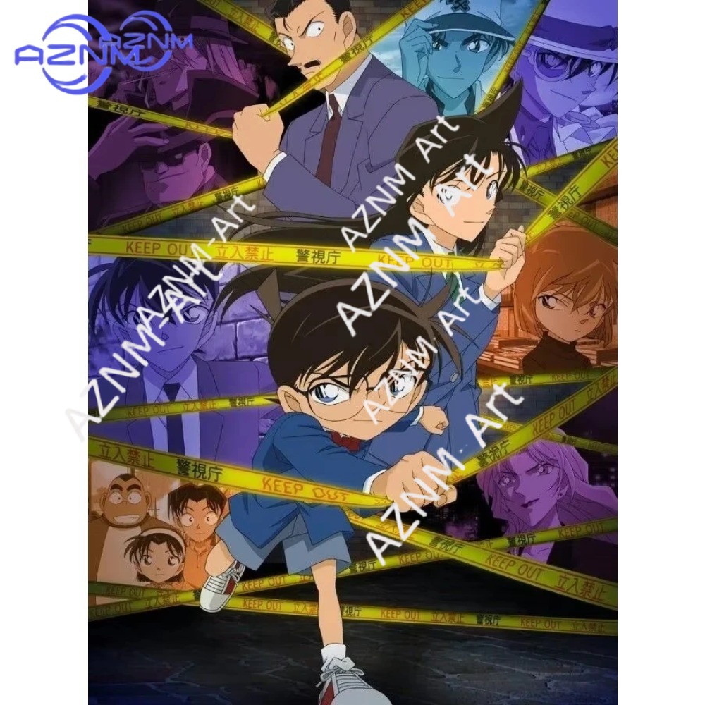 1pc Detective Conan Diamond Pa - Embroidery Canvas ulasan dan harga