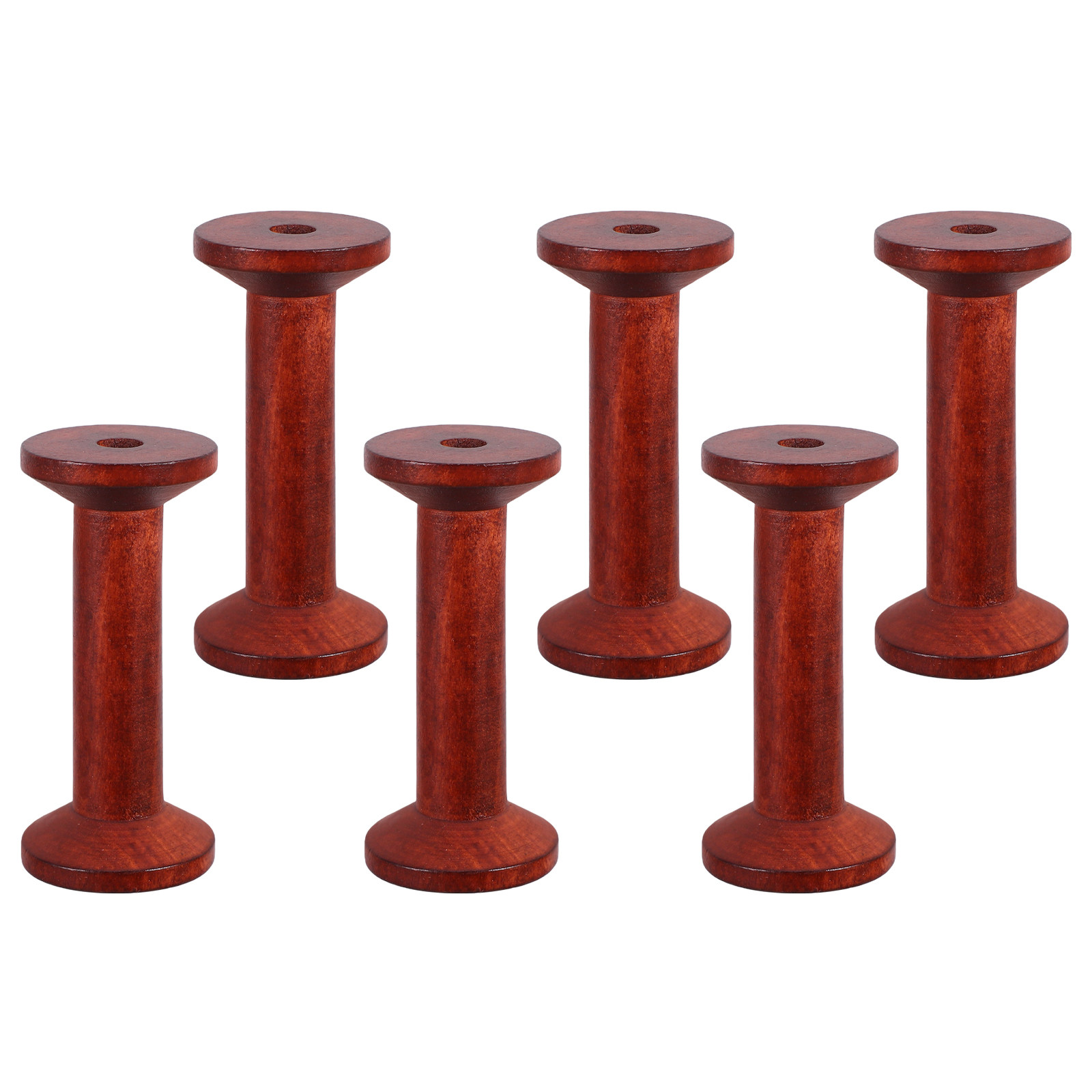 6Pcs Smooth Wood Thread Spools - Embroidery Yarn ulasan dan harga