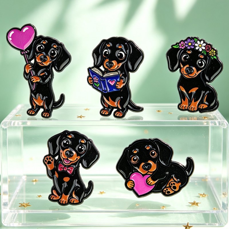 5pcs Cute Dachshund Enamel Pin - Embroidery Wallpaper ulasan dan harga