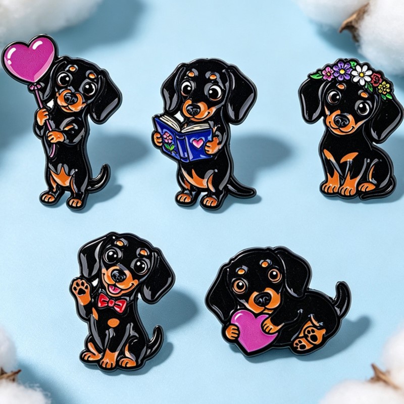 5pcs Cute Dachshund Enamel Pin - Embroidery Wallpaper ulasan dan harga