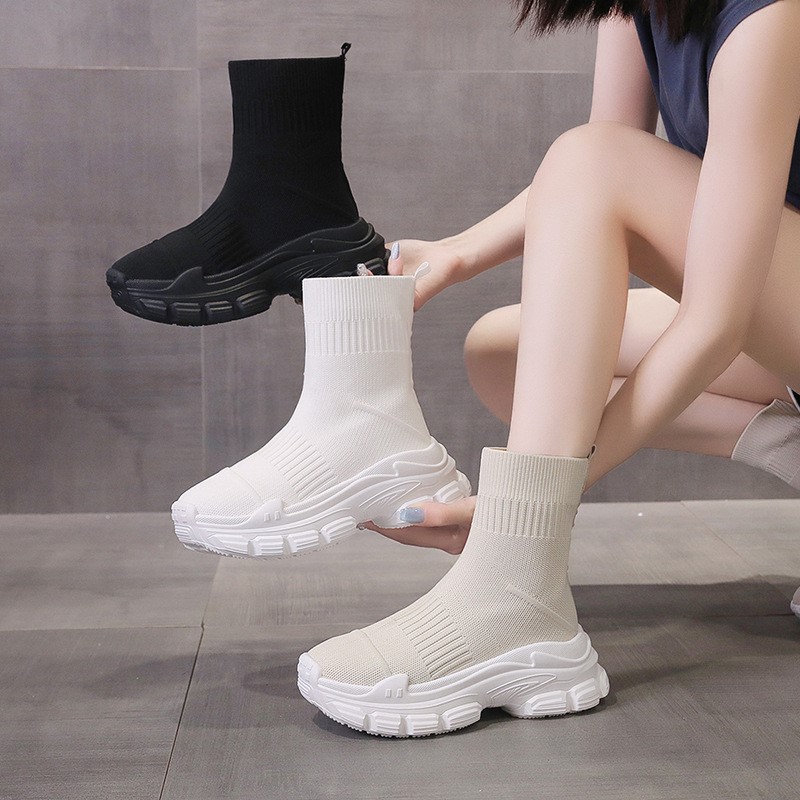 Sock boots women's summer new  - Embroidery Canvas ulasan dan harga