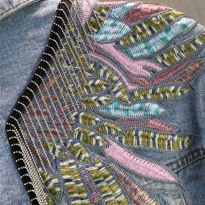 2024 New AutumnFashion Rivet W - Embroidery Jacket Jeans ulasan dan harga