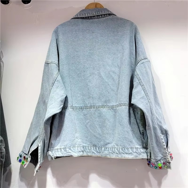 2026 Spring Sequin Flower Wome - Embroidery Jacket Jeans ulasan dan harga