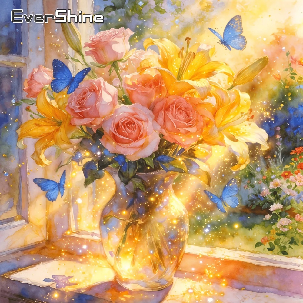 Evershine Floral Diamond Embro - Embroidery Rose Stitch ulasan dan harga