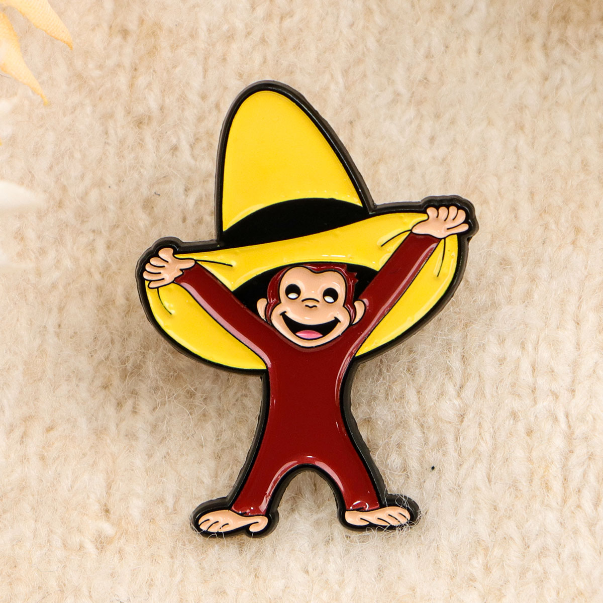 Cute Monkey Enamel Pin Funny B - Embroidery Illustration ulasan dan harga
