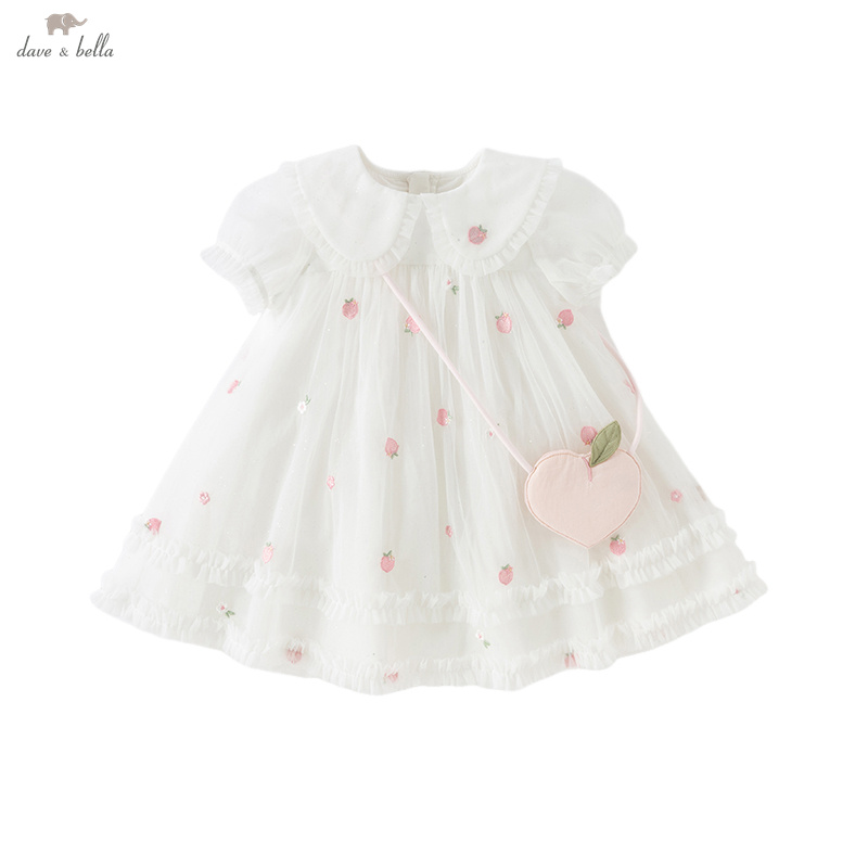 Dave Bella Girls Baby Mesh Pri - Embroidery White Dress ulasan dan harga