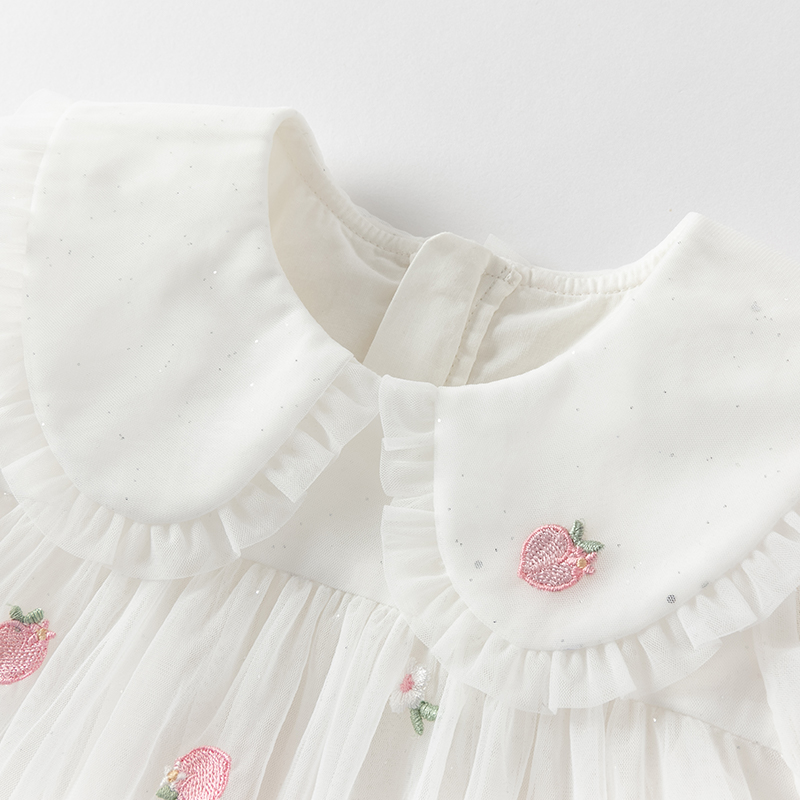Dave Bella Girls Baby Mesh Pri - Embroidery White Dress ulasan dan harga