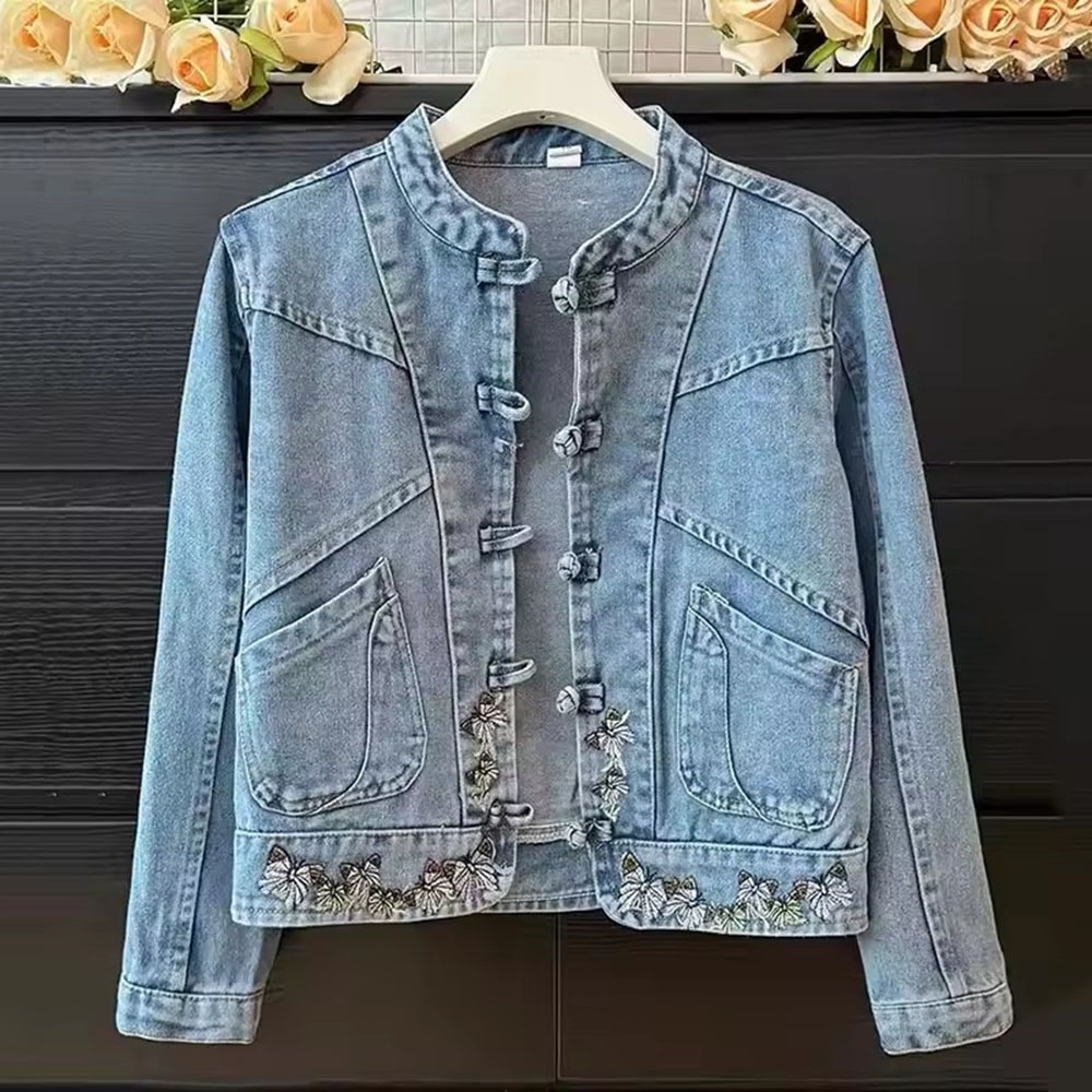 2025 Spring Autumn New Fashion - Embroidery Jacket Jeans ulasan dan harga