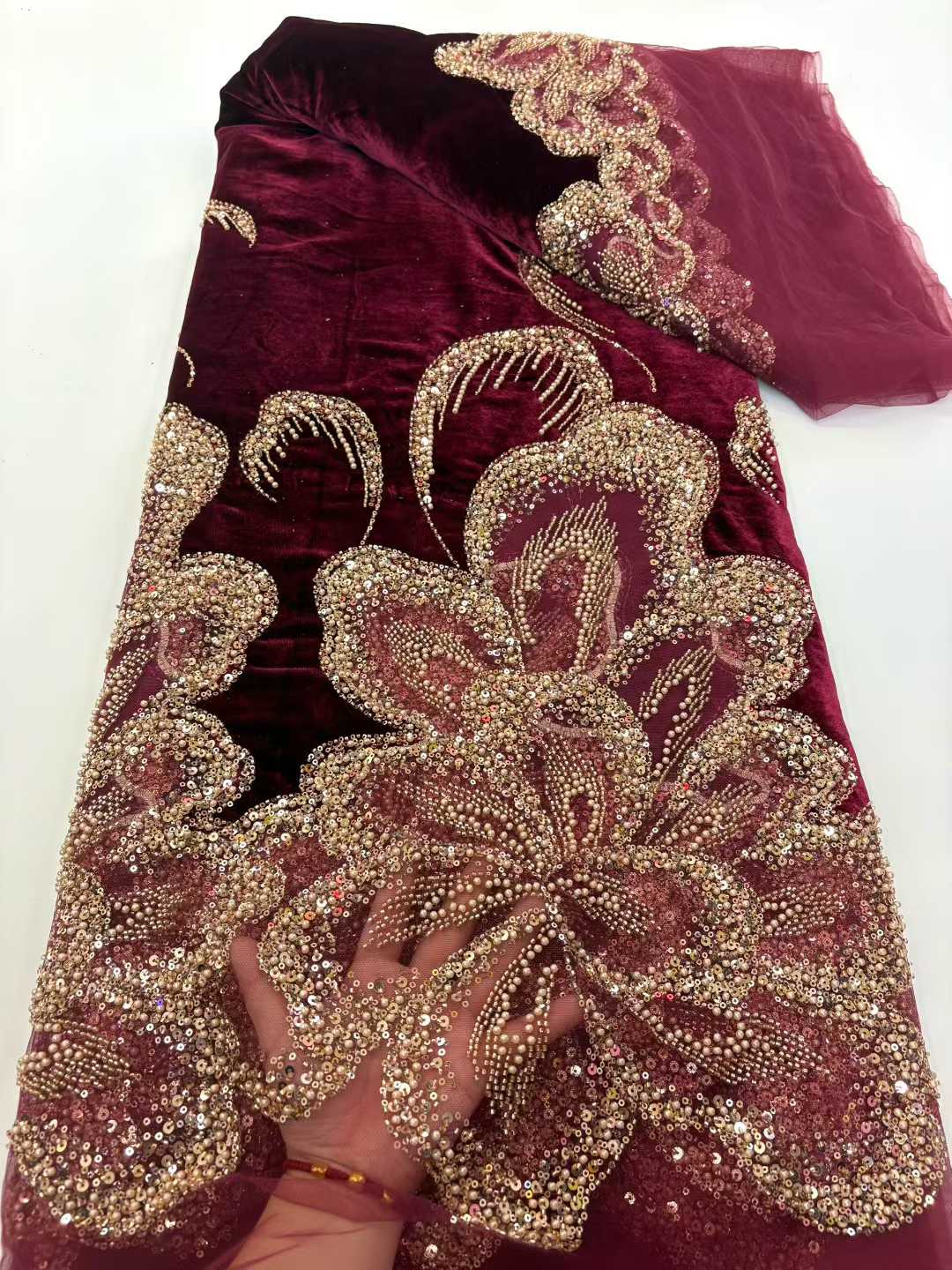 African Velvet Beaded Heavy La - Embroidery Abaya ulasan dan harga