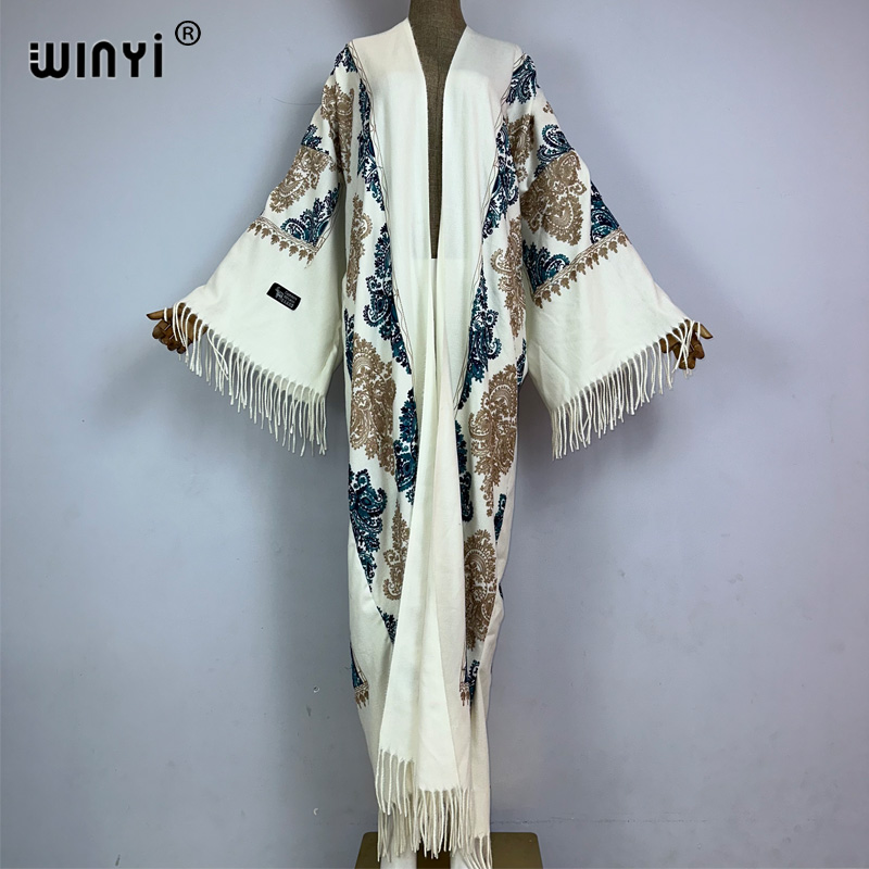 WINYI Winter Women tassel Pash - Embroidery Abaya ulasan dan harga